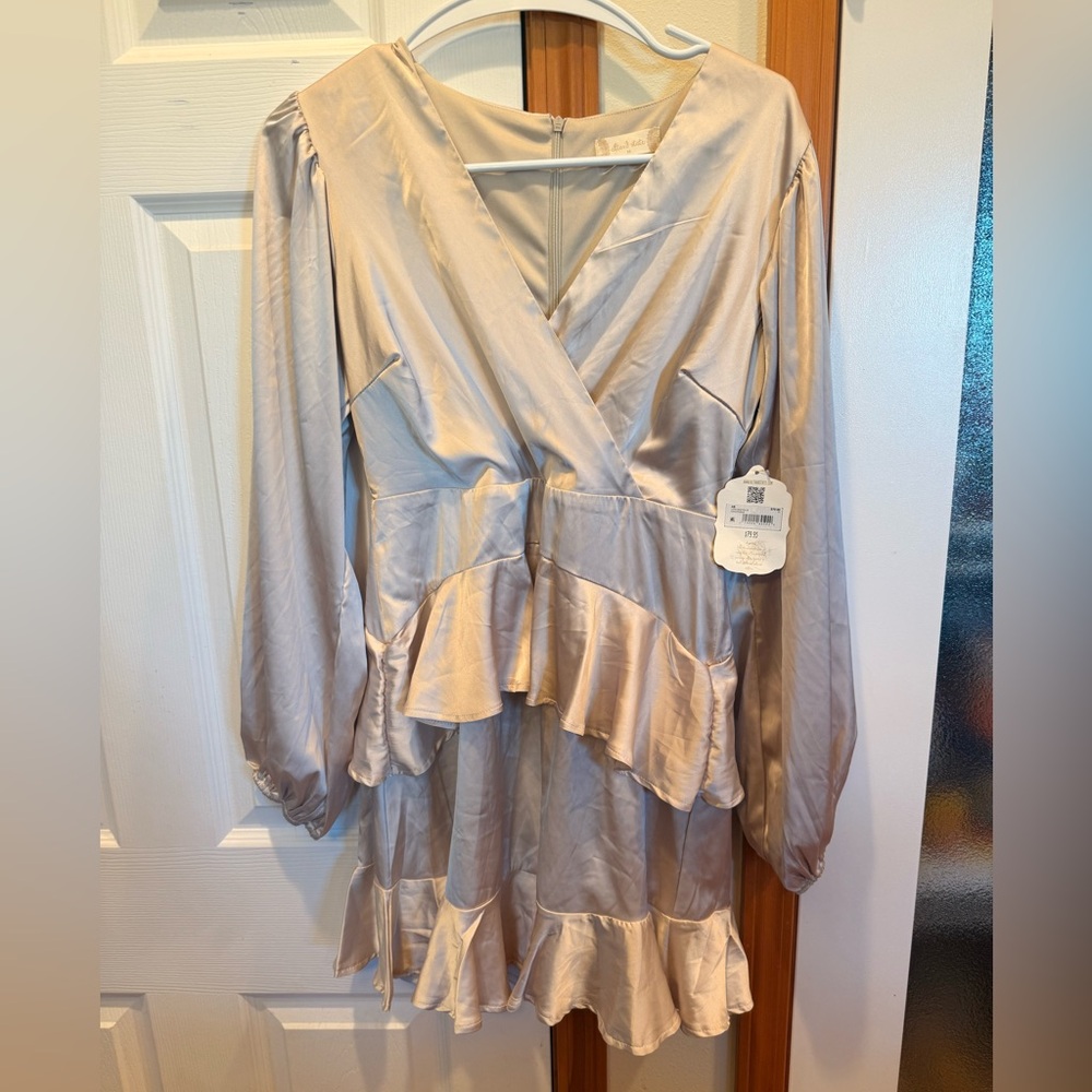 Altar'd State Cream Long Sleeve Dress